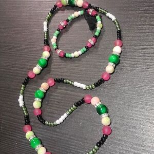 Hand-Made Watermelon Necklace & Bracelet Set